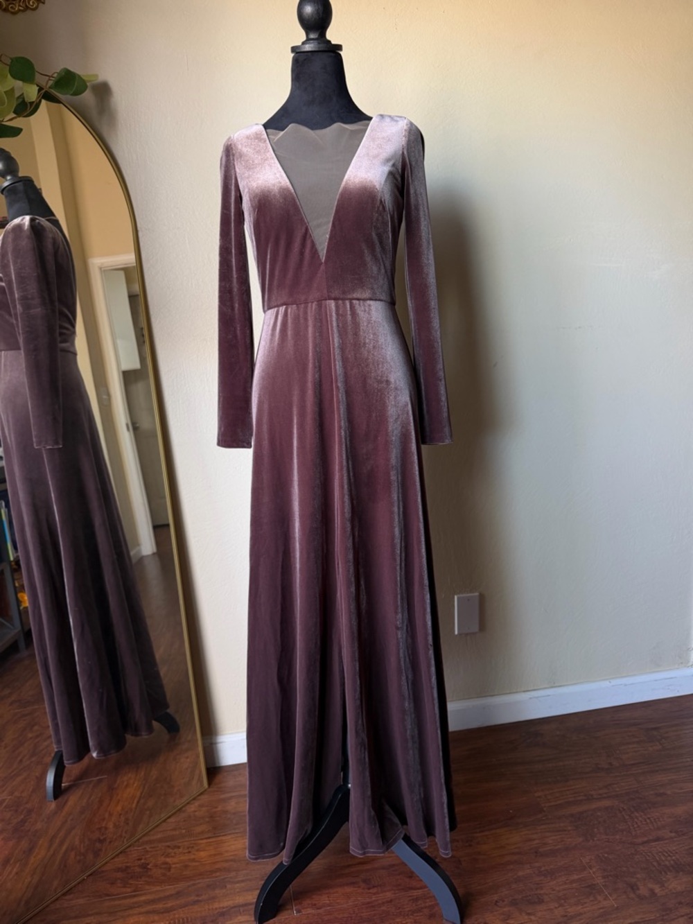 Velvet maxi dress open back elegant jenny yoo collection size 4 wedding - Picture 2 of 10